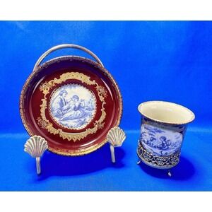 ACF Florence Italy Hand Painted Demitasse Espresso Cup & Saucer